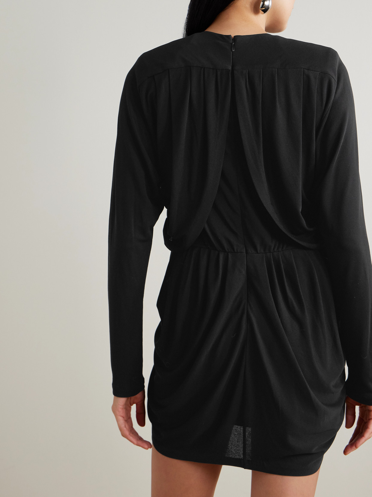 Isabel Marant Niamae Draped Jersey Mini Dress In Black