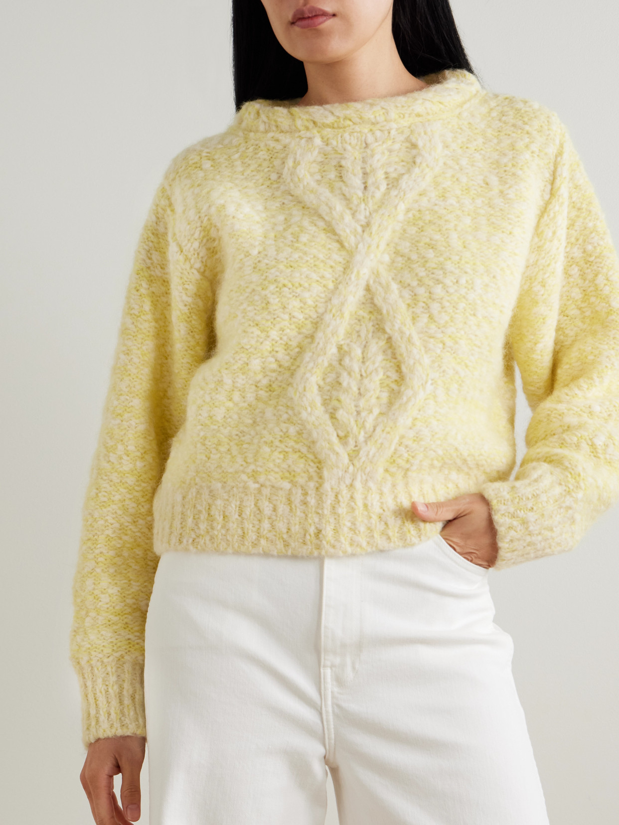 Isabel Marant Dorota Cable-knit Alpaca-blend Sweater In Yellow