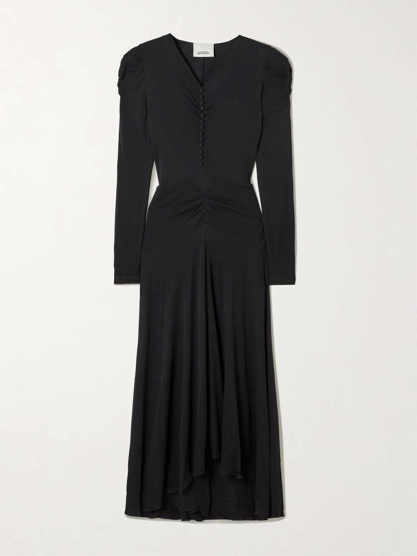 Isabel Marant Nejma Asymmetric Gathered Stretch-jersey Midi Dress