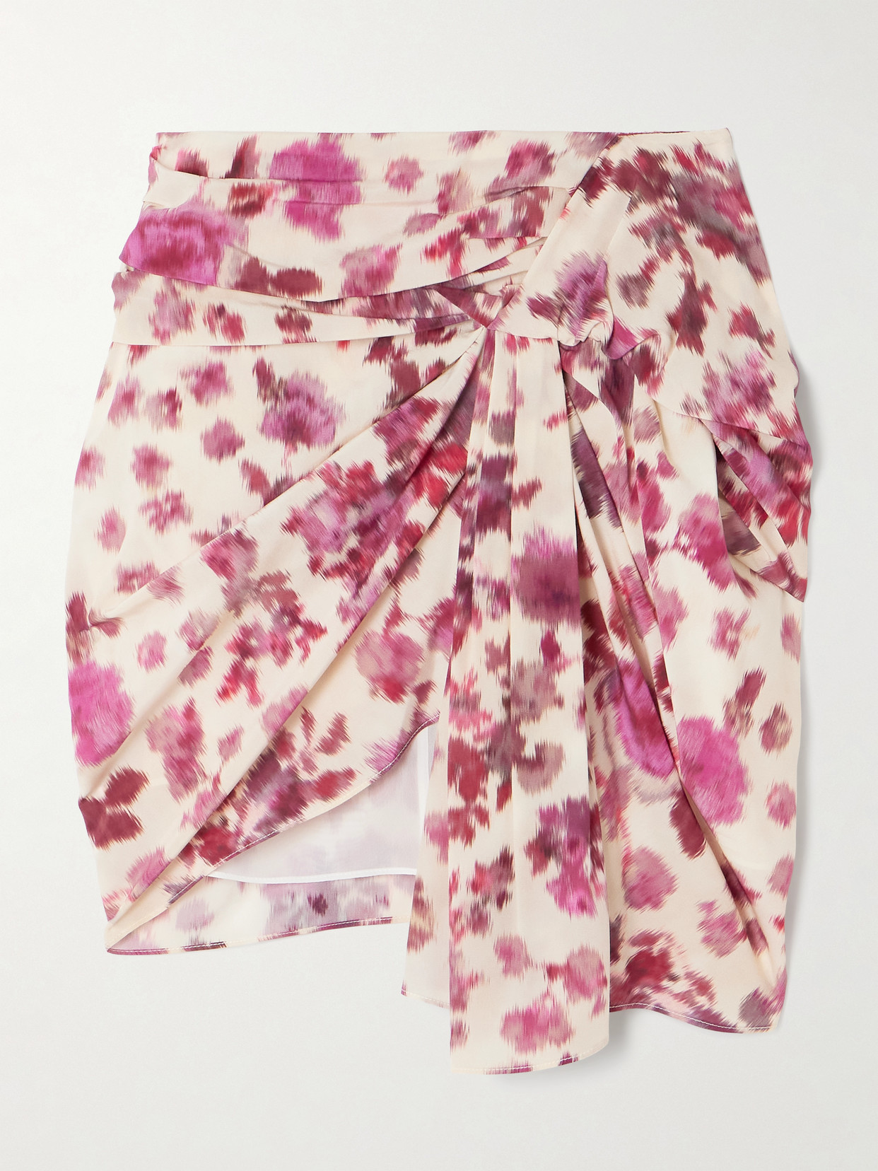 Isabel Marant Ovia Draped Floral-print Silk-blend Mini Skirt In Pink