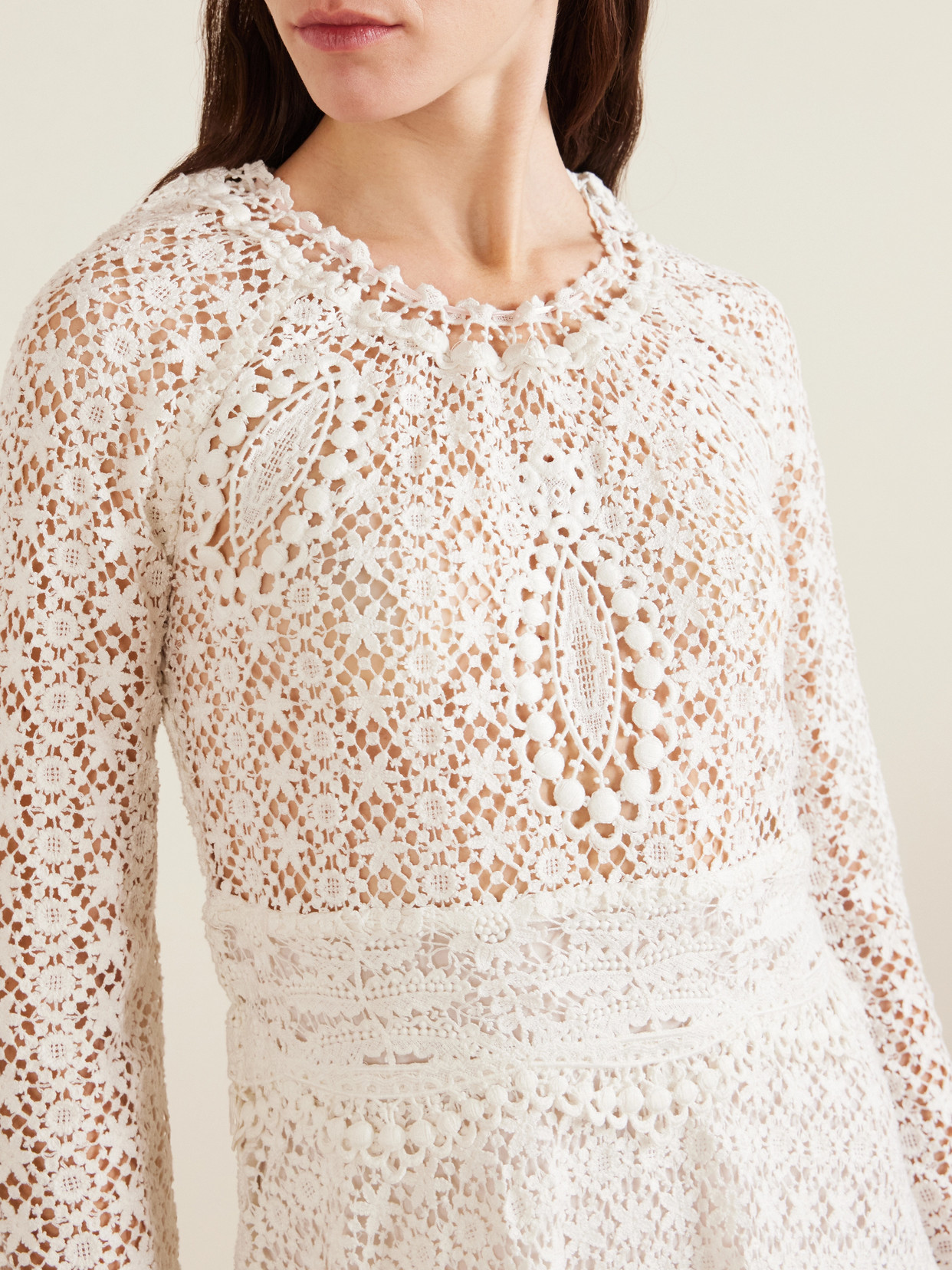 Isabel Marant Hizene Cotton-guipure Lace Mini Dress In Neutral