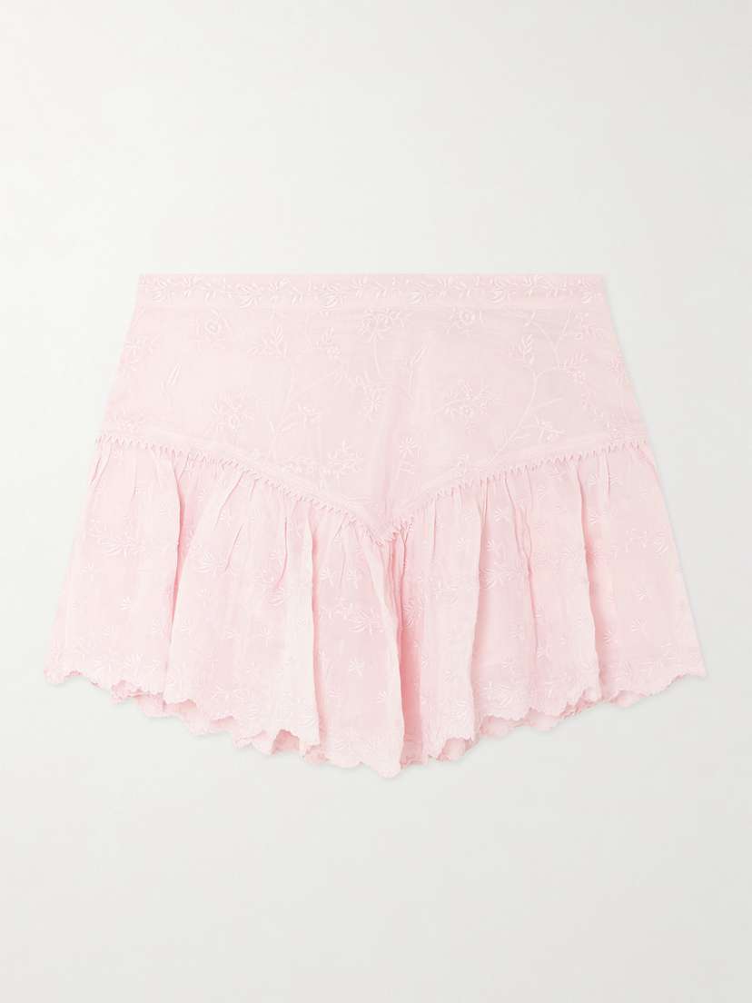 Isabel Marant Zoelia Embroidered Scalloped Cotton And Silk-blend Mini Skirt