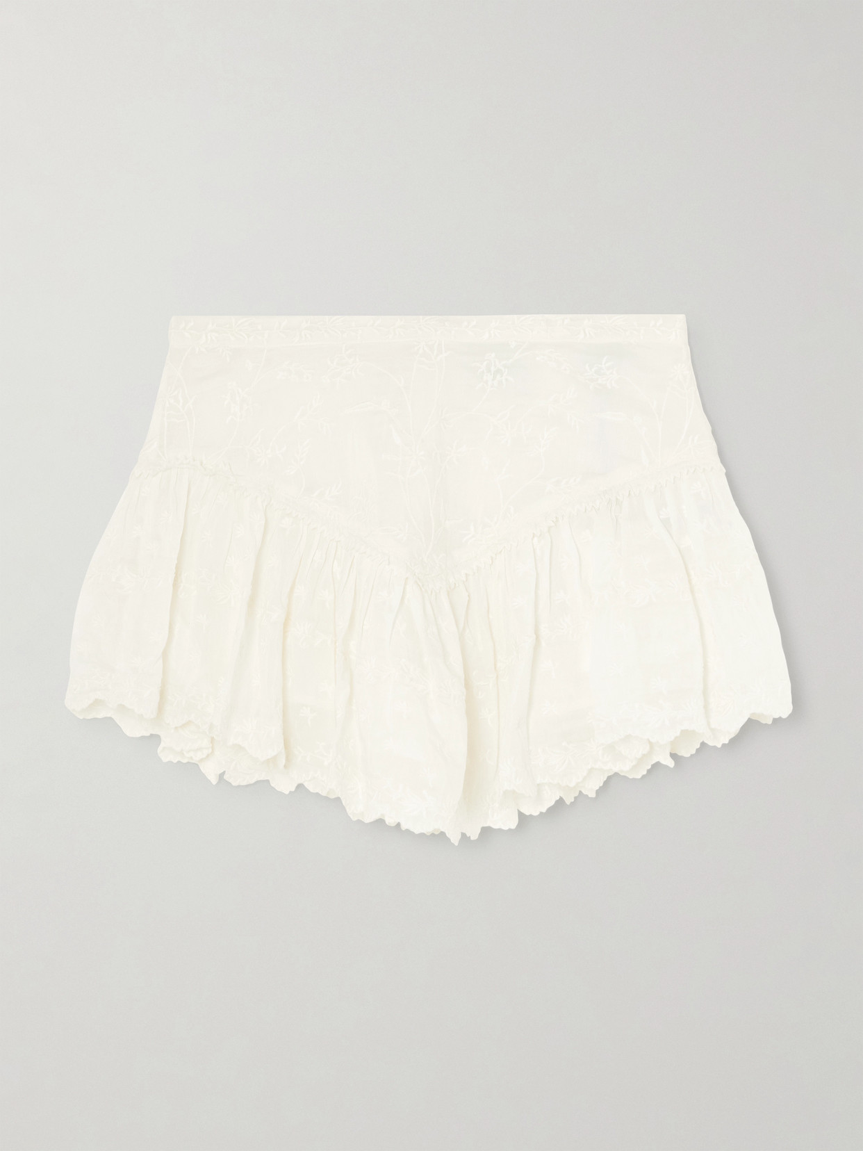 Isabel Marant Zoelia Embroidered Scalloped Cotton And Silk-blend Mini Skirt In Multi