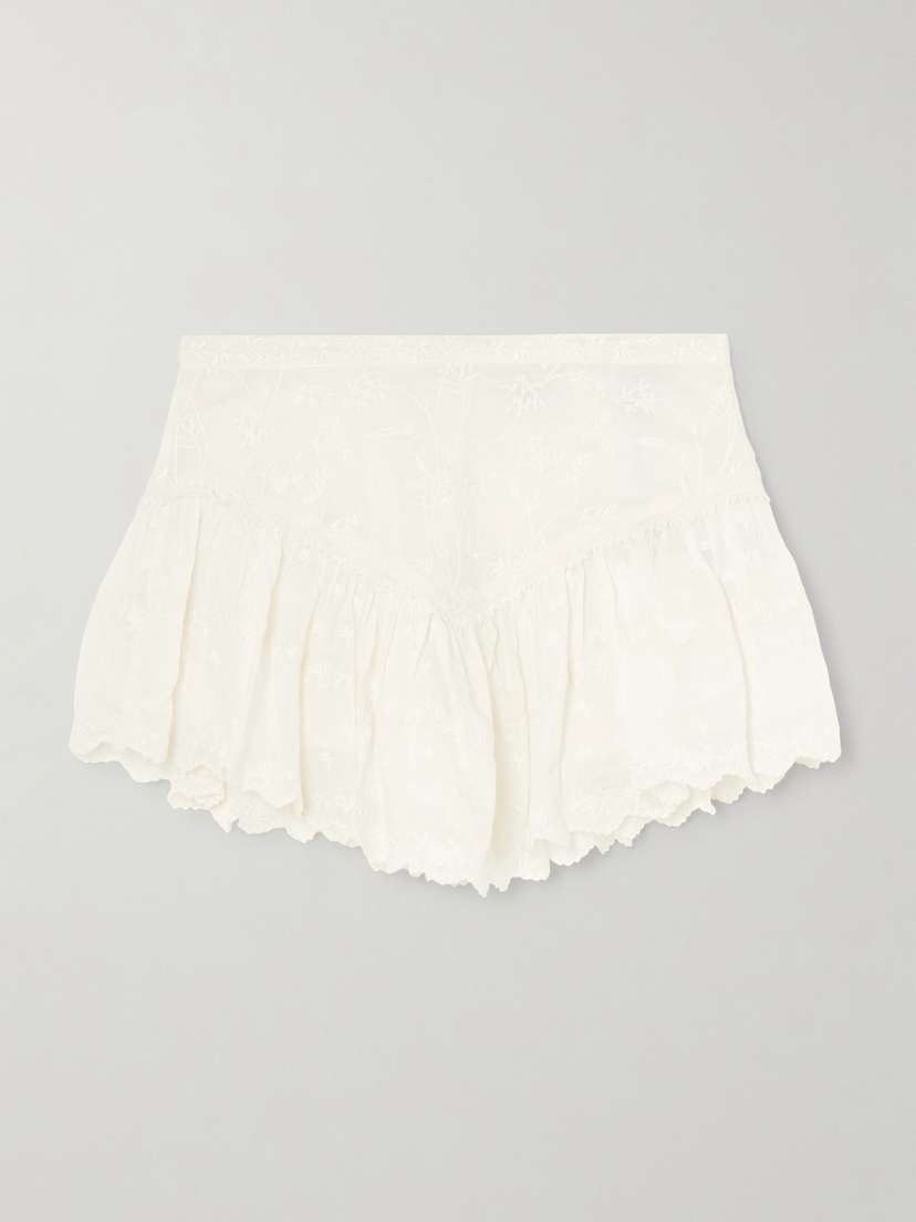 Isabel Marant Zoelia Embroidered Scalloped Cotton And Silk-blend Mini Skirt
