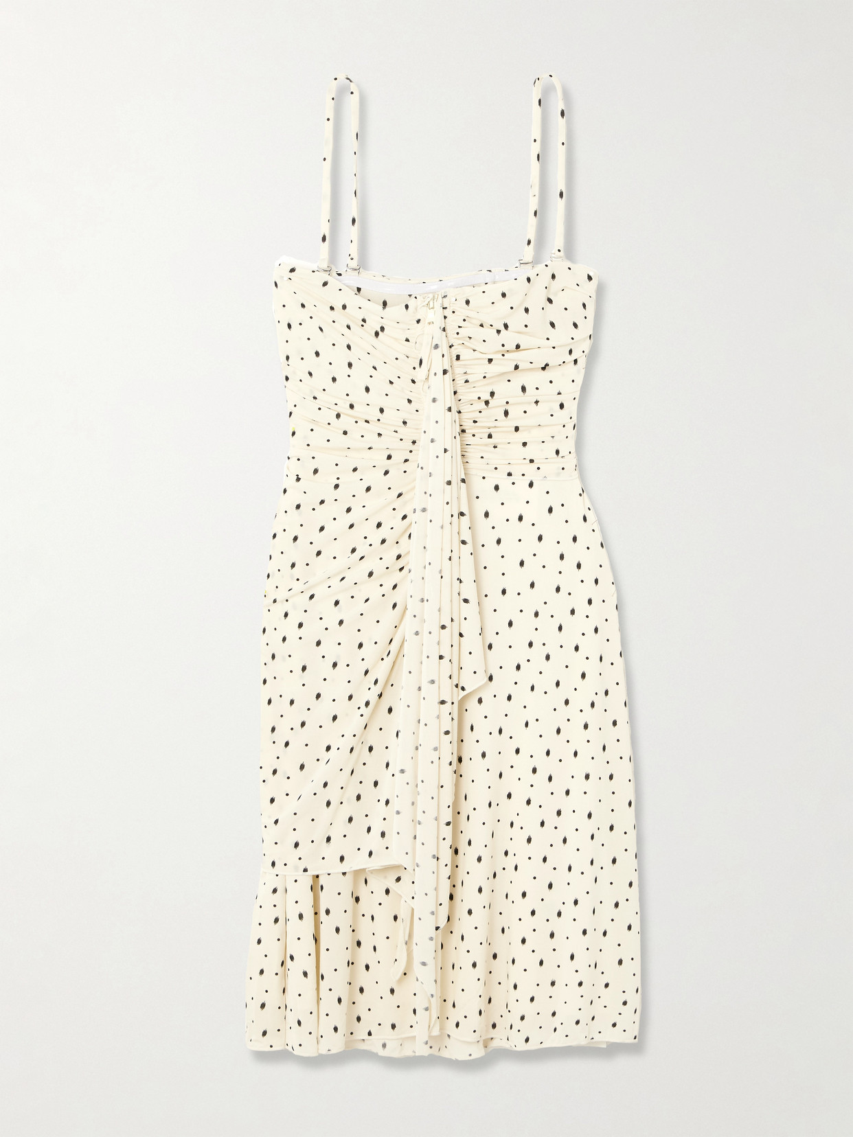 Isabel Marant Gemma Ruched Draped Polka-dot Stretch-jersey Mini Dress In Neutral