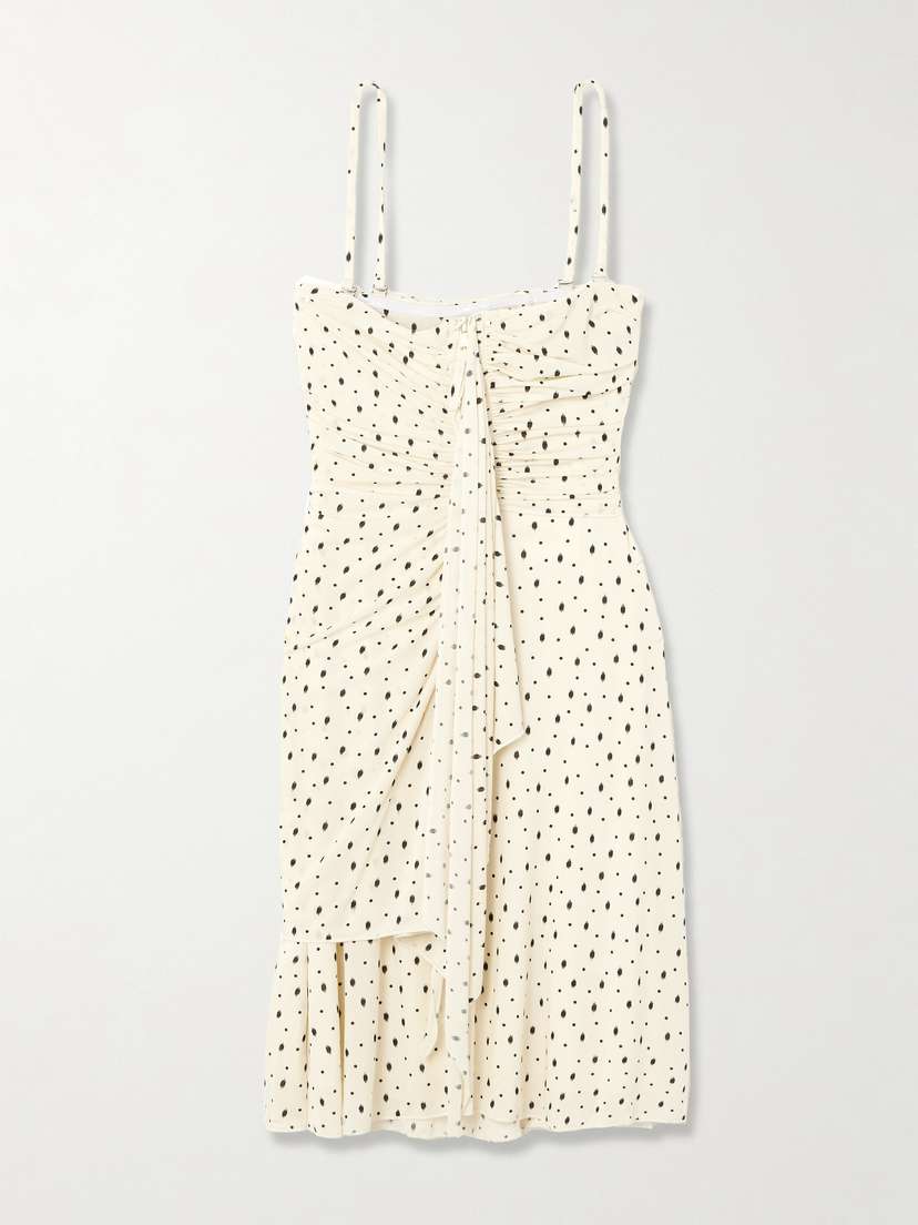 Isabel Marant Gemma Ruched Draped Polka-dot Stretch-jersey Mini Dress