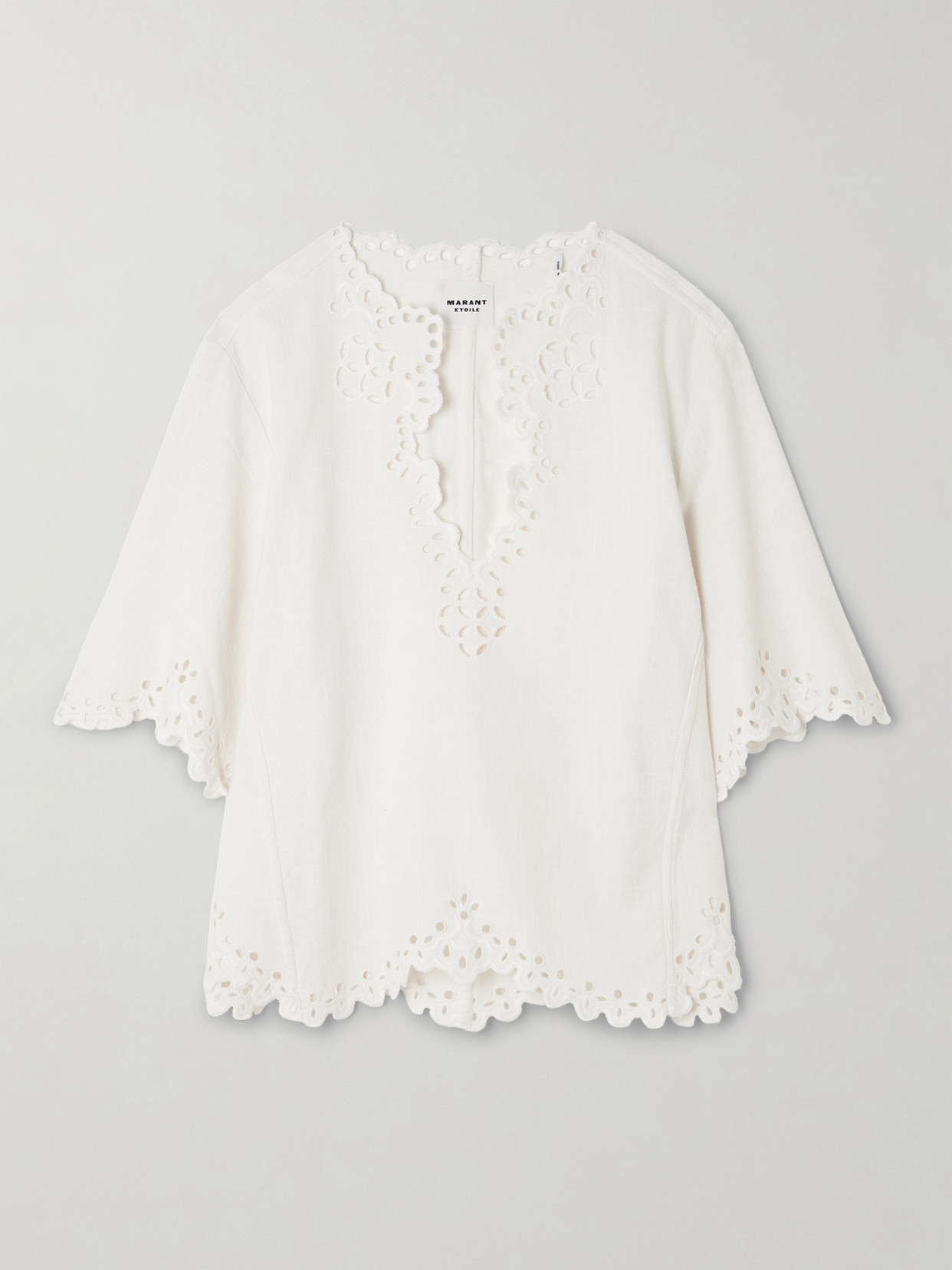 Isabel Marant Étoile Blusa Bianca A Maniche Corte Con Scollo A V E Orlo Smerlato Marant Etoile In White