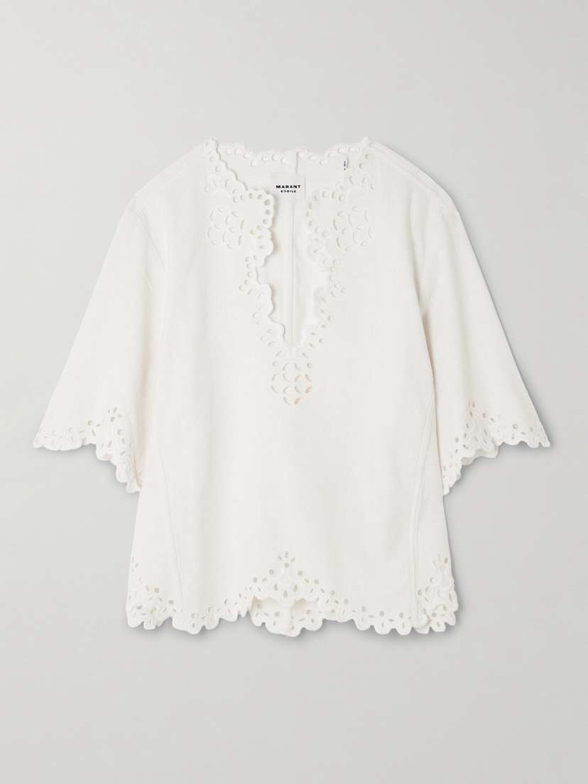 Marant Étoile Shana Scalloped Broderie Anglaise Cotton Blouse