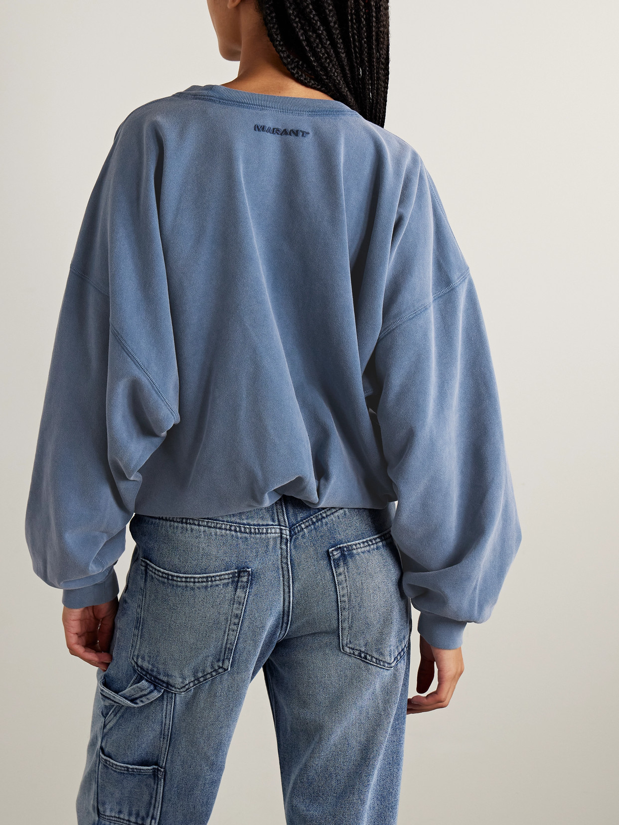 Isabel Marant Étoile Sauria Gathered Cotton-jersey Sweatshirt In Blue