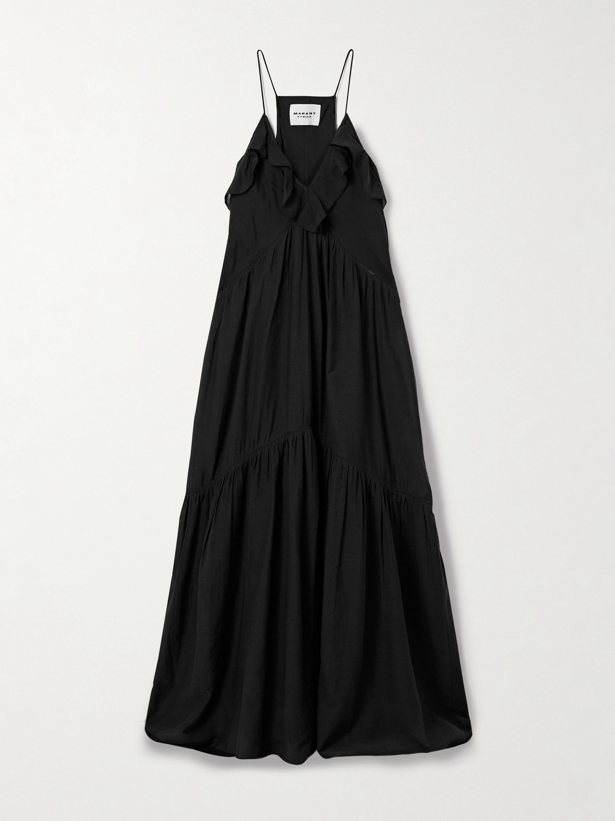 Isabel Marant Étoile Vasma Tiered Ruffled Cotton-blend Maxi Dress In Black