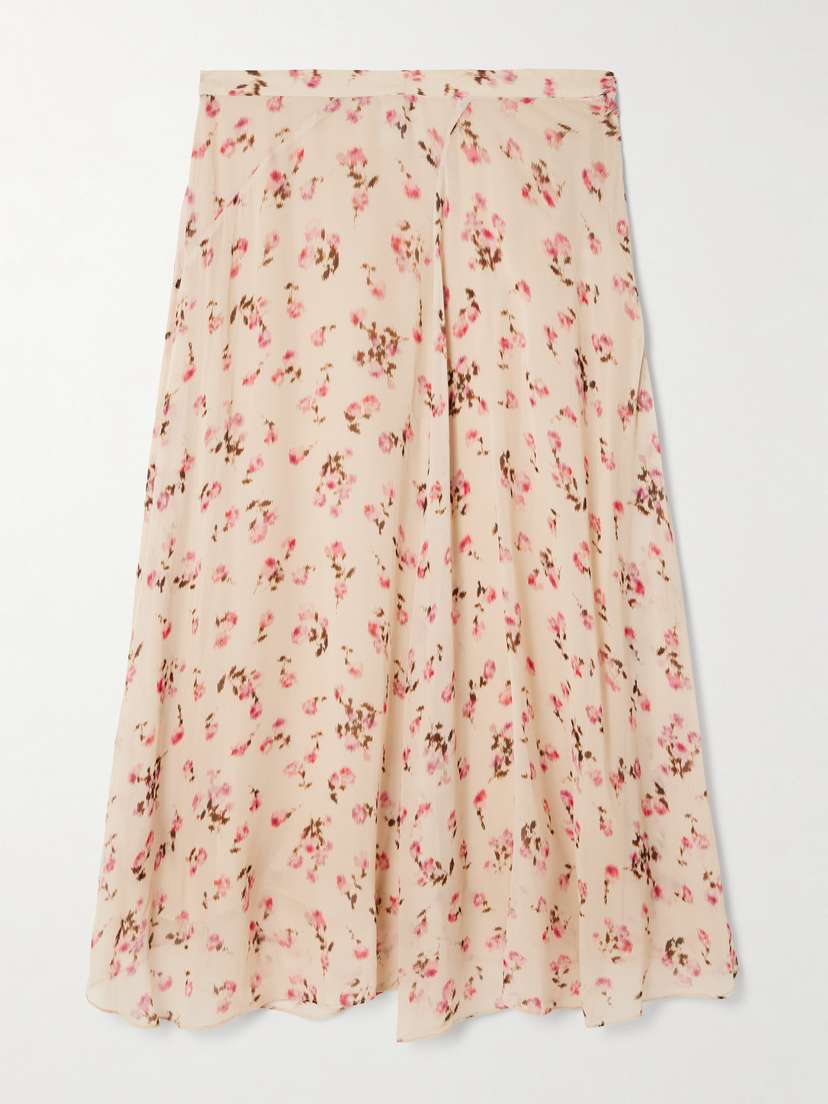 Marant Étoile Lycia Asymmetric Floral-print Crepe De Chine Midi Skirt