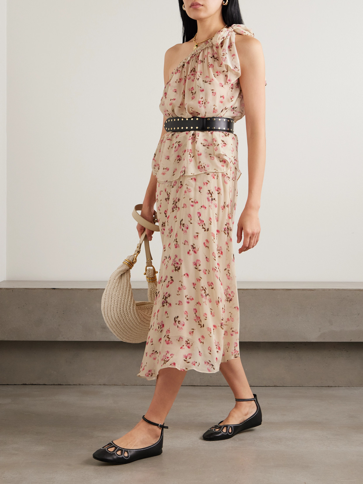 Marant Étoile - Lycia Asymmetric Floral-Print Crepe De Chine Midi