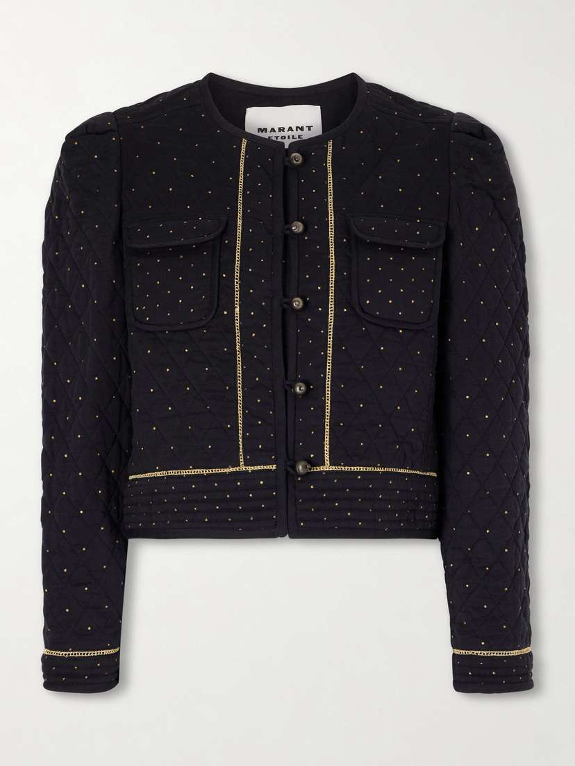 Marant Étoile Vania Cropped Embroidered Quilted Cotton Jacket