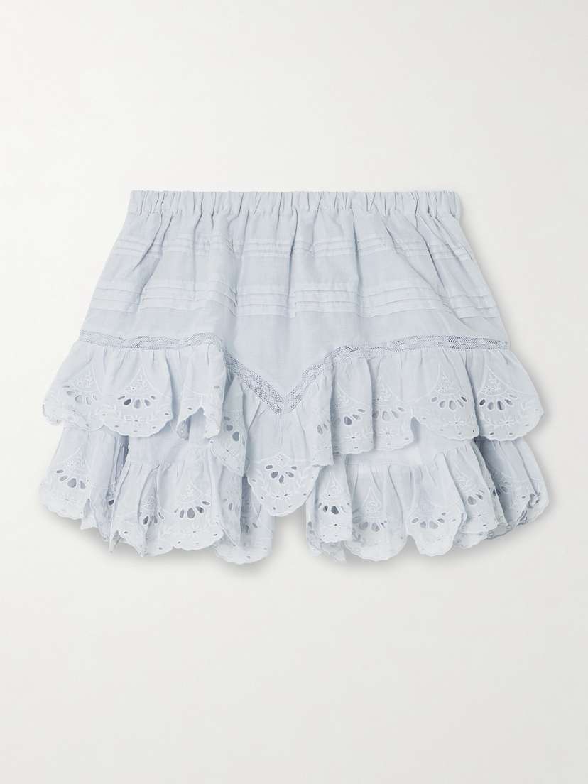 Marant Étoile Jocadia Lace And Broderie Anglaise-trimmed Organic Cotton-voile Shorts