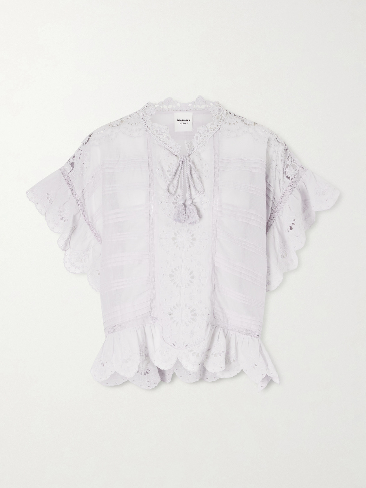 Isabel Marant Étoile Payton Lace-trimmed Embroidered Cotton Blouse In Pink