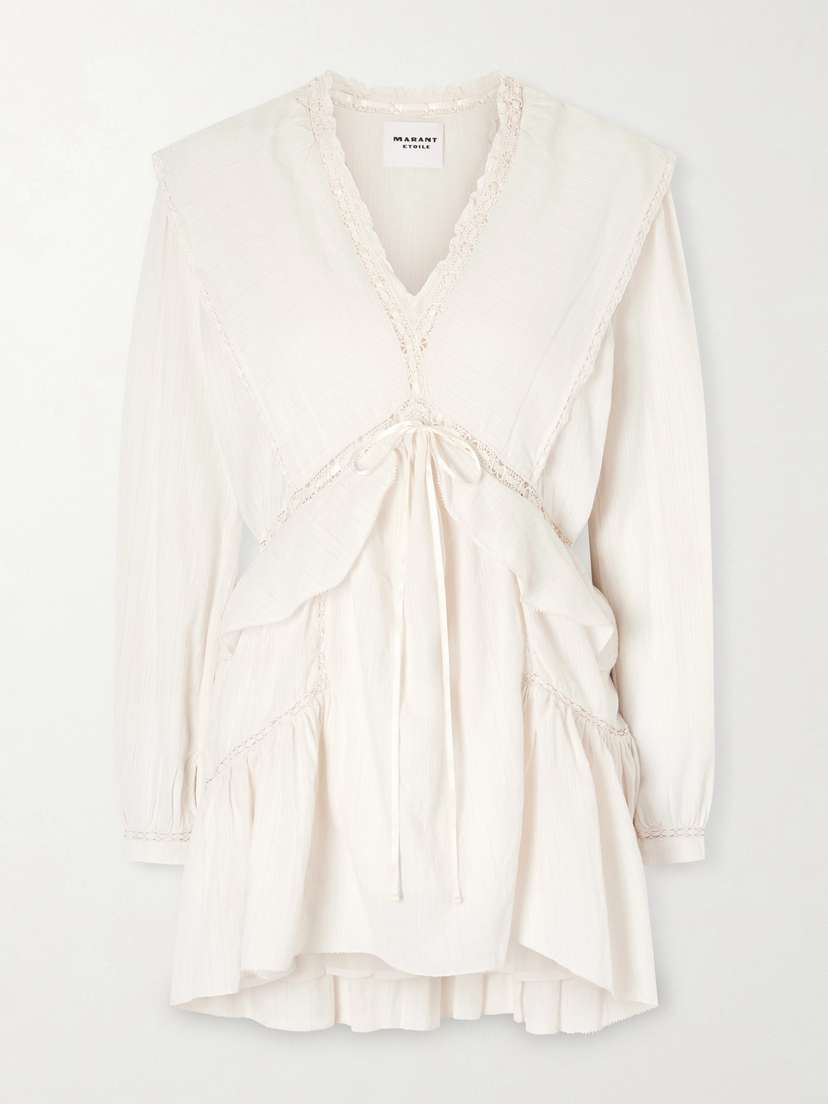Marant Étoile Damya Lace-trimmed Cotton-blend Mini Dress