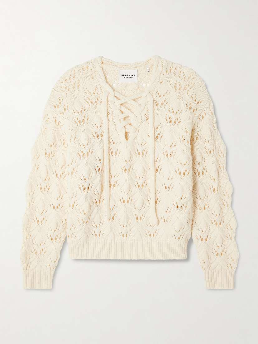 Marant Étoile Wendy Lace-up Open-knit Wool-blend Sweater