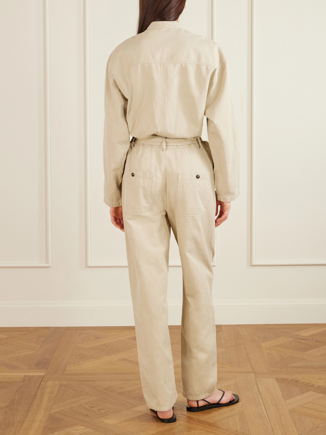 Isabel Marant Étoile Belted Cotton And Linen-blend Jumpsuit In Neutral