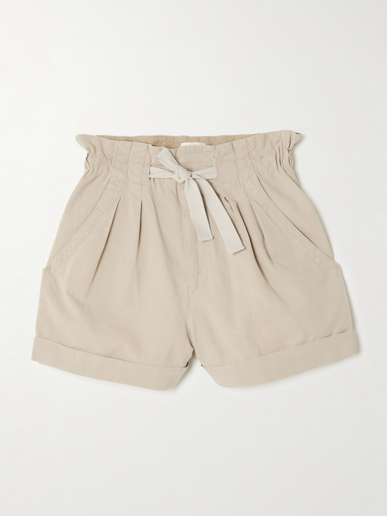 Isabel Marant Étoile Nirma Pleated Cotton And Linen-blend Twill Shorts In Neutral