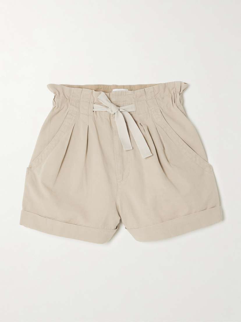 Marant Étoile Nirma Pleated Cotton And Linen-blend Twill Shorts