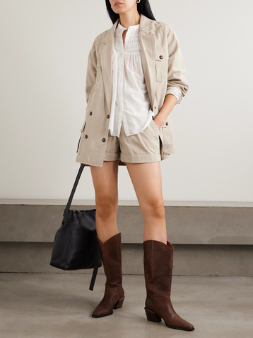 Marant Étoile Nirma pleated cotton and linen-blend twill shorts