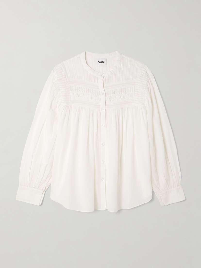 Marant Étoile Plalia Pintucked Cotton-blend Voile Shirt