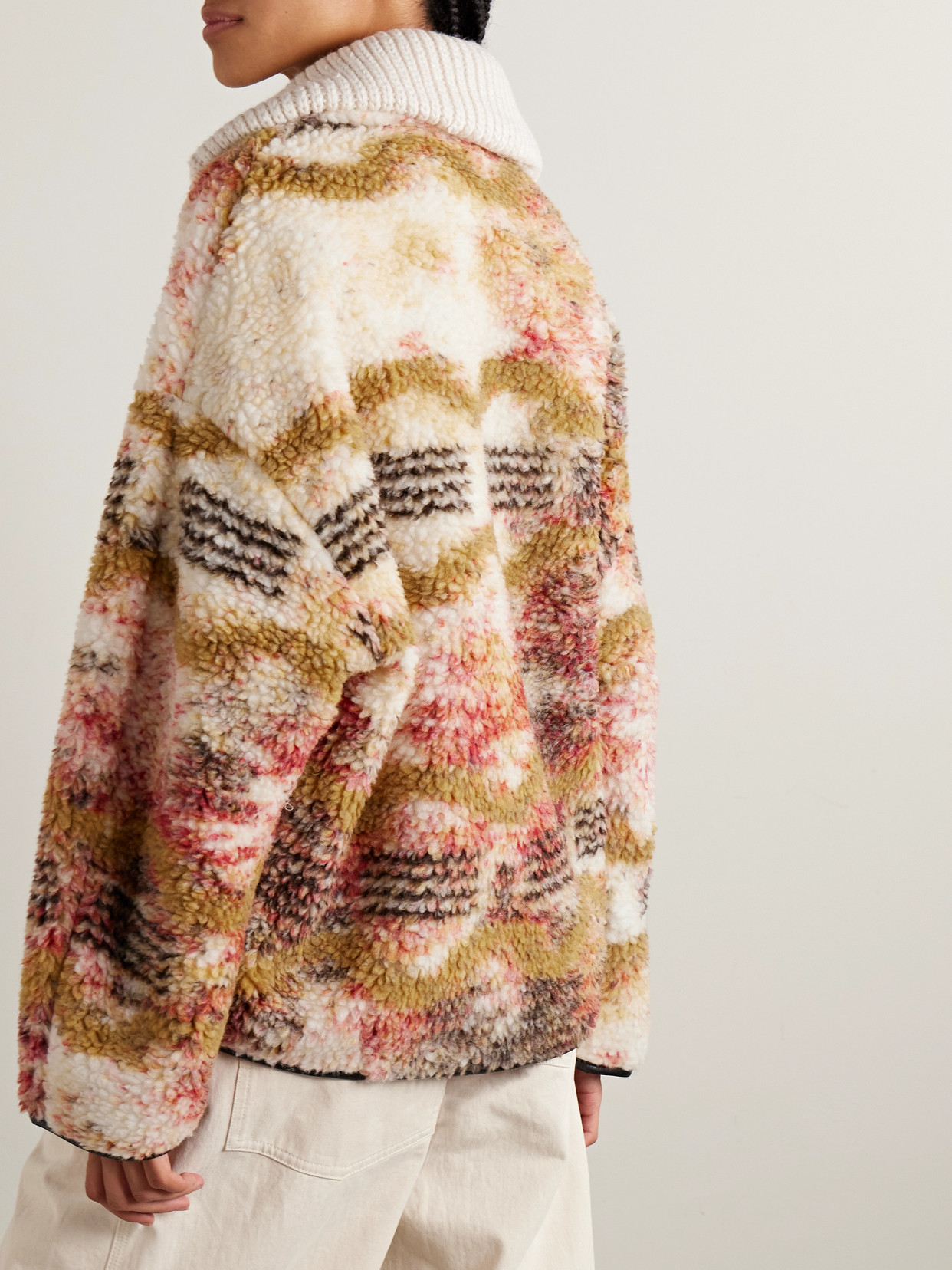 Isabel Marant Étoile Marner Printed Fleece Half-zip Sweatshirt In Brown