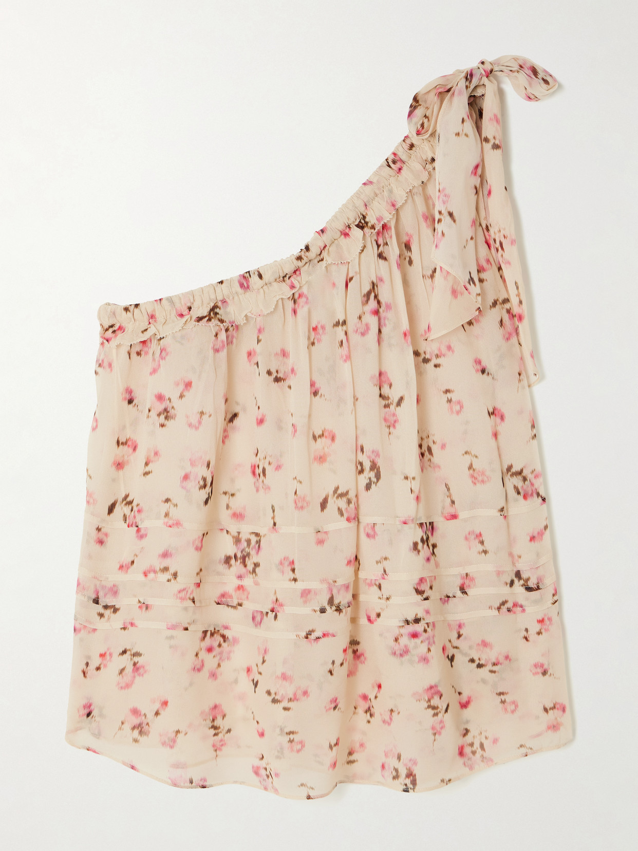 Marant Étoile - Loeva One-Shoulder Tie-Detailed Floral-Print Crepe De Chine Top