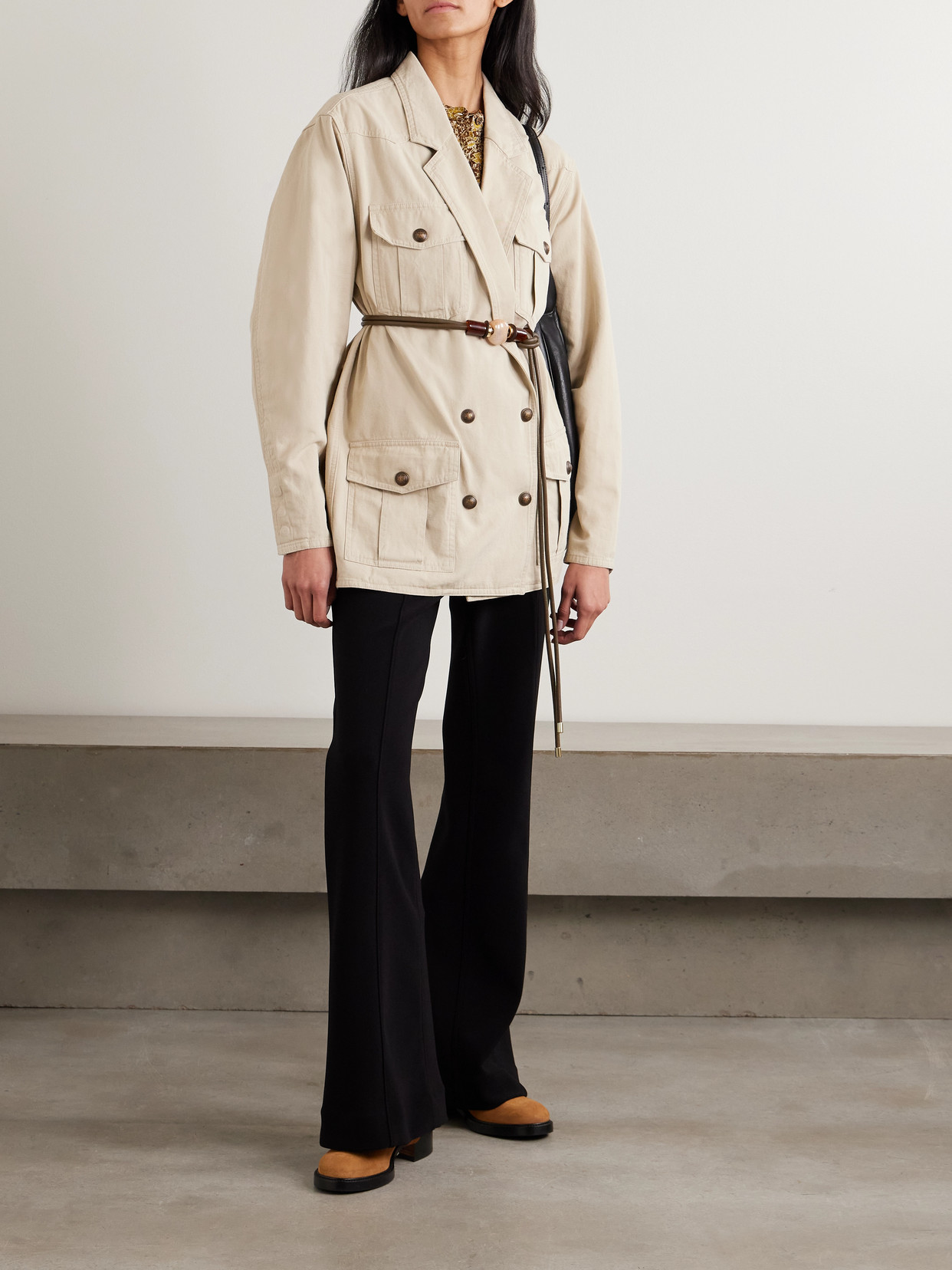 Isabel Marant Étoile Nevala Double-breasted Cotton And Linen-blend Twill Jacket In Brown