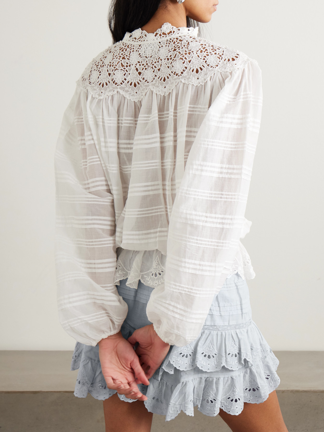 Isabel Marant Étoile Blusa Bianca In Cotone Con Colletto Ricamato Marant Etoile In White