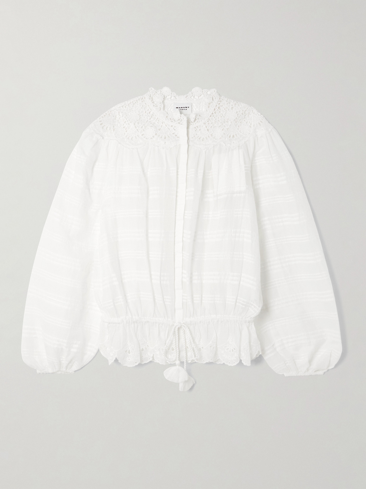 Isabel Marant Étoile Polly Lace-trimmed Organic Cotton-voile Blouse In White