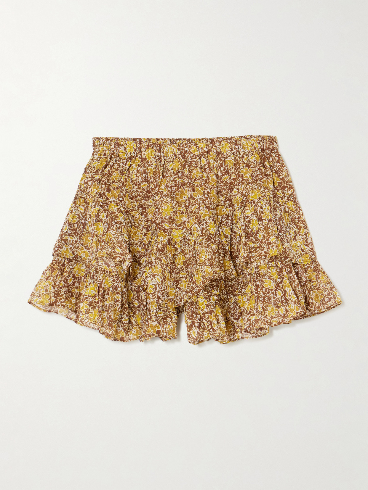 Isabel Marant Étoile Jocadia Ruffled Printed Organic Cotton-voile Shorts In Multi