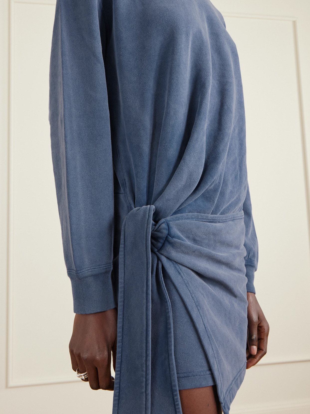 Isabel Marant Étoile Zae Wrap-effect Cotton-jersey Mini Dress In Blue