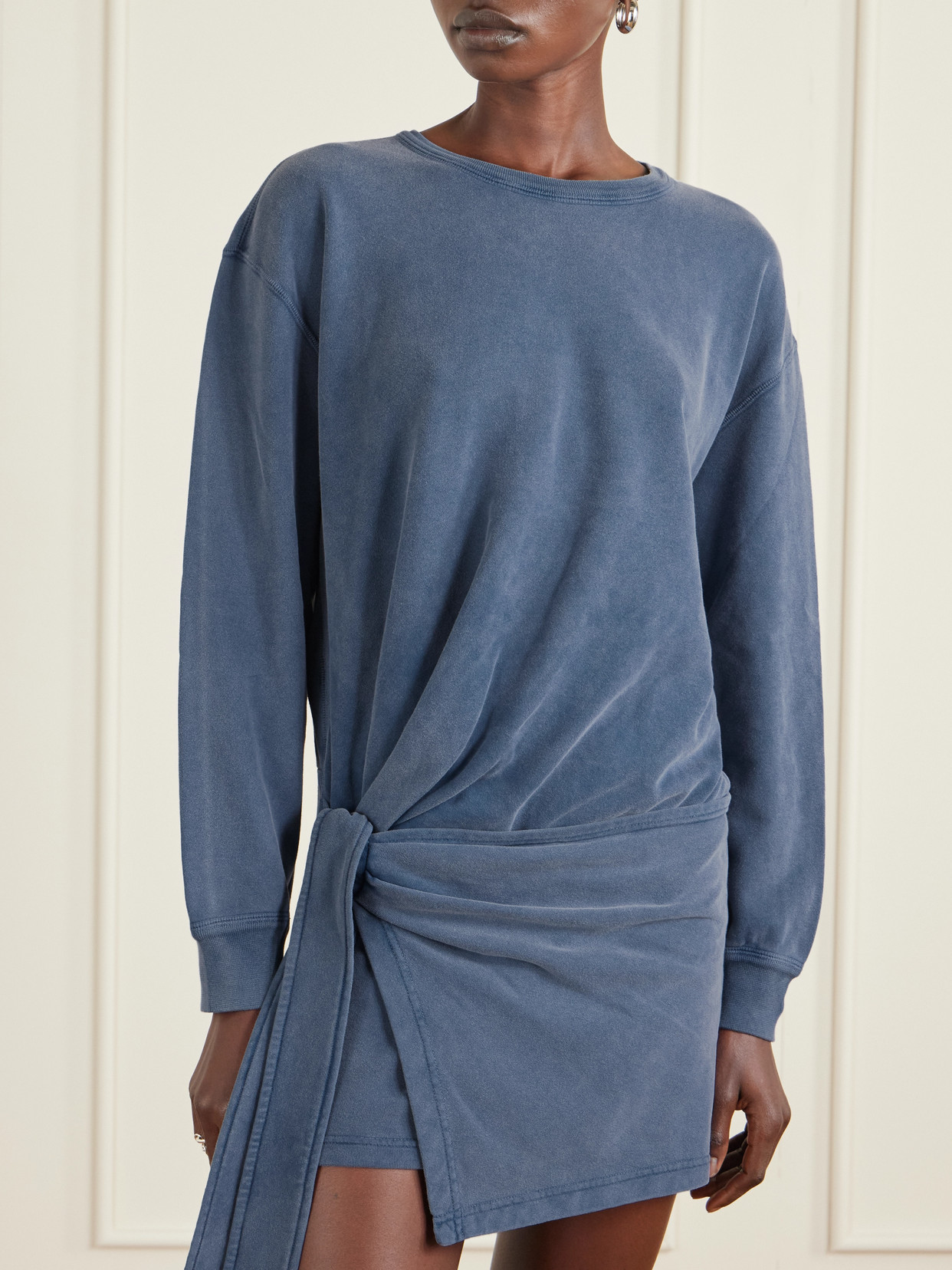 Isabel Marant Étoile Zae Wrap-effect Cotton-jersey Mini Dress In Blue