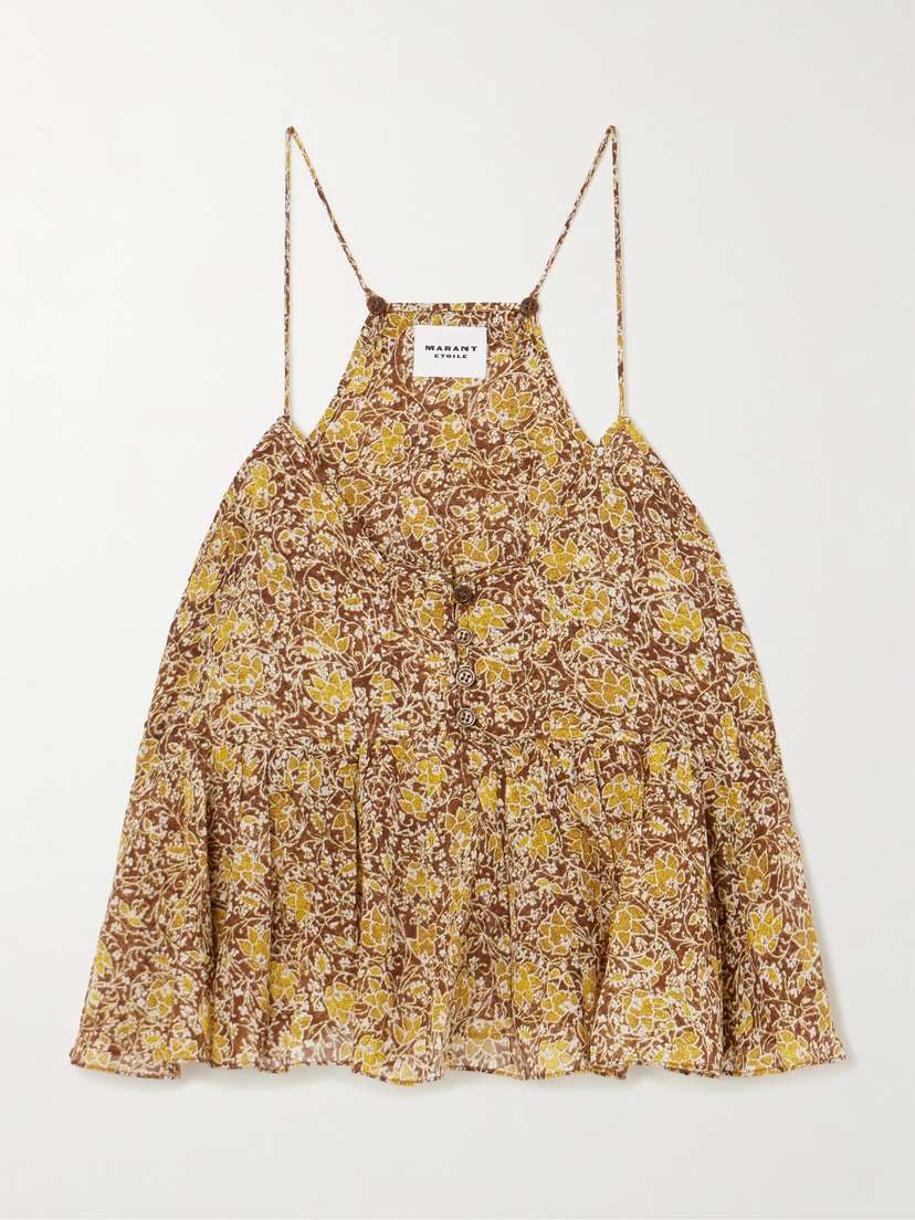 Marant Étoile Lirhetta Floral-print Organic Cotton-voile Top