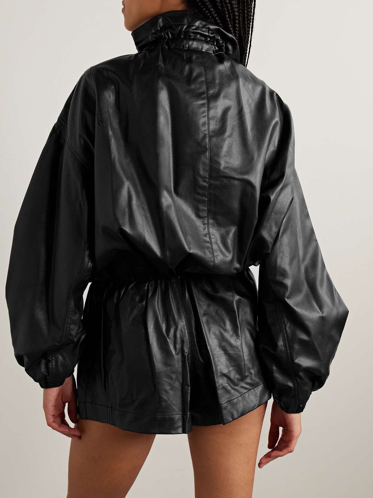 Isabel Marant Étoile Womens Isabel Marant Etoile Neela Ruched Faux-leather Jacket In Black