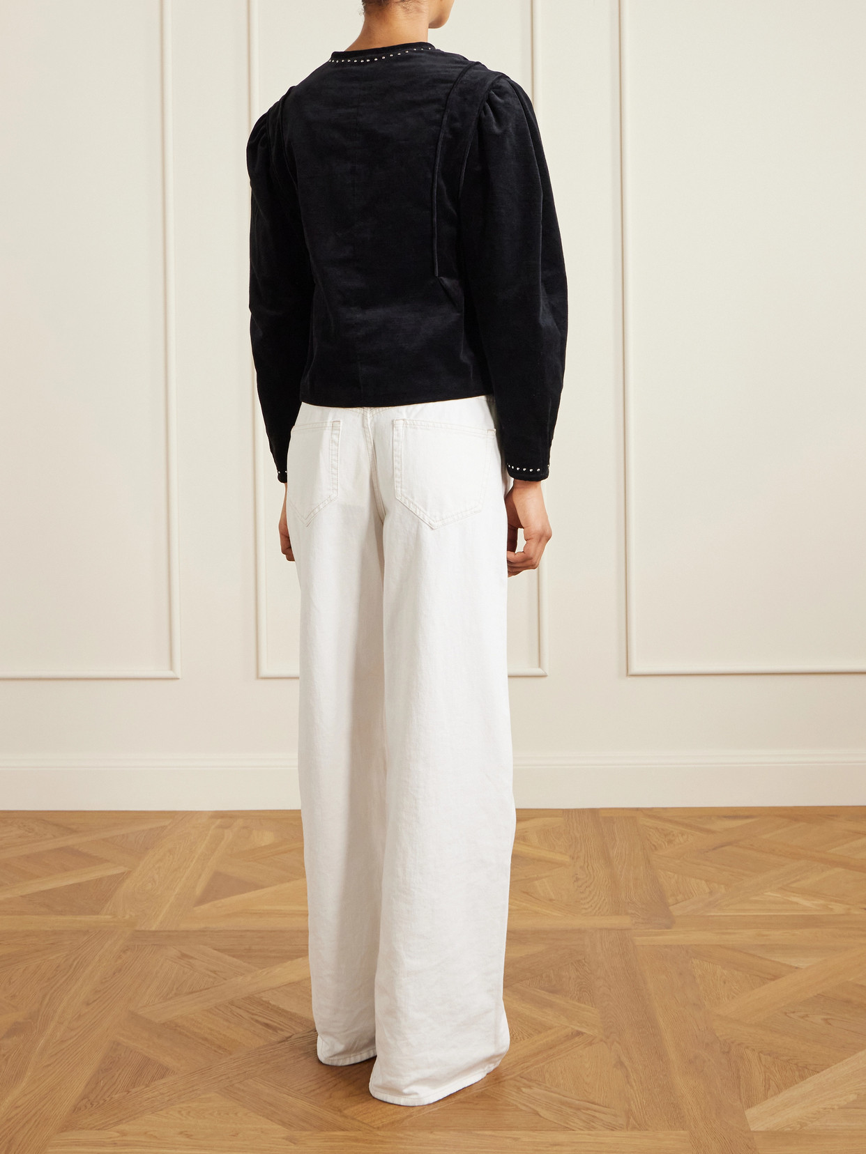 Isabel Marant Pietra Stud-embellished Velvet Jacket In Black