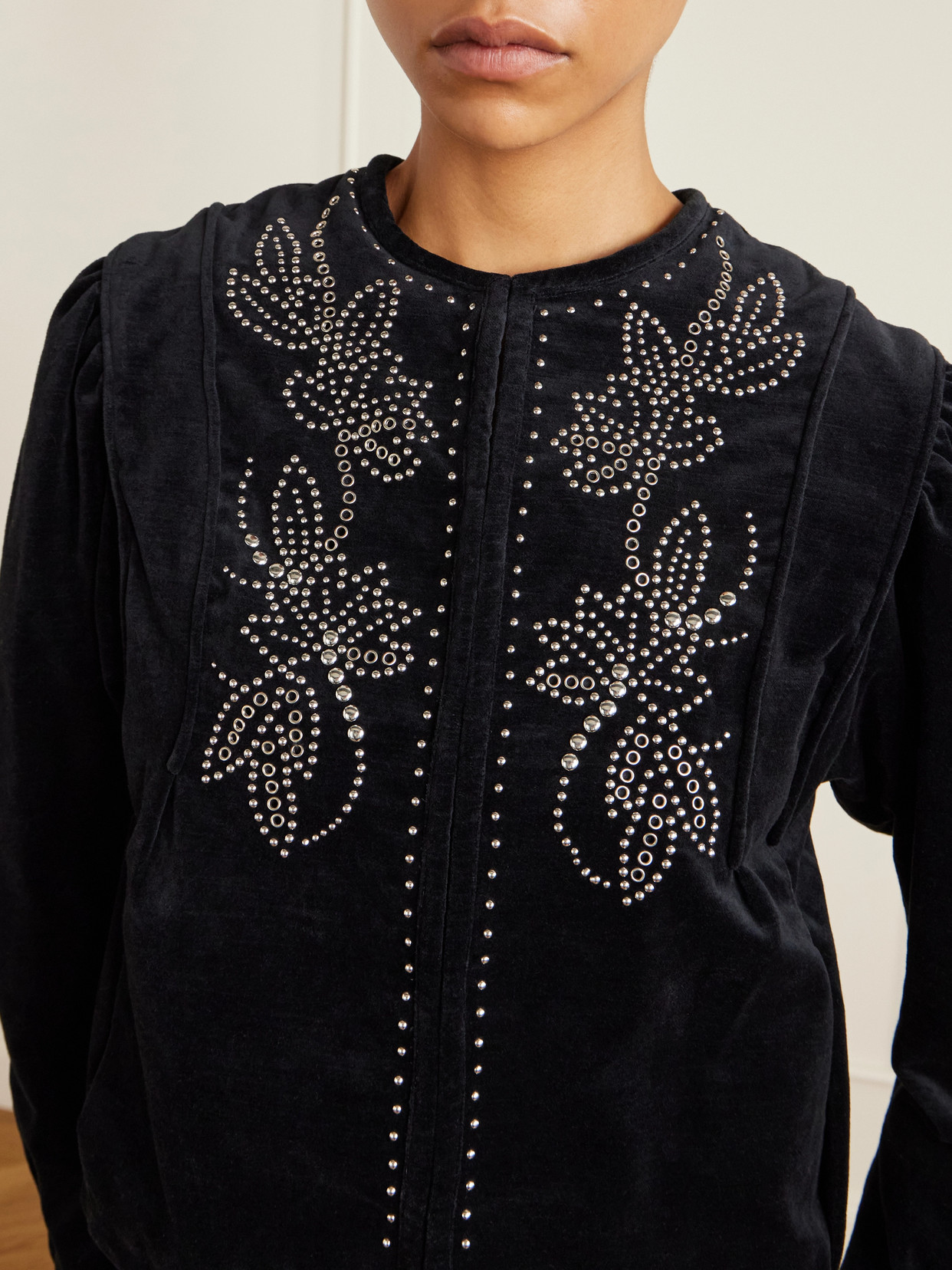 Isabel Marant Pietra Stud-embellished Velvet Jacket In Black