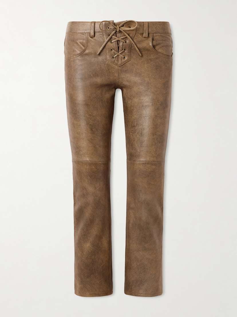 Isabel Marant Vanel Lace-up Leather Slim-leg Pants