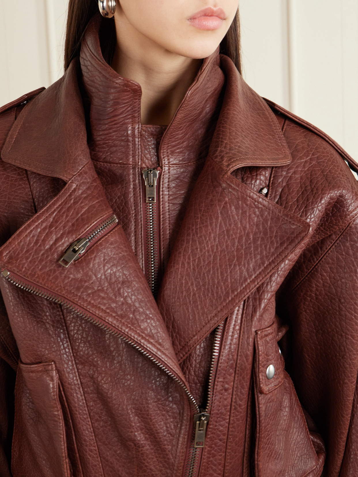 Isabel Marant Aneli Layered Textured-leather Jacket In Multi