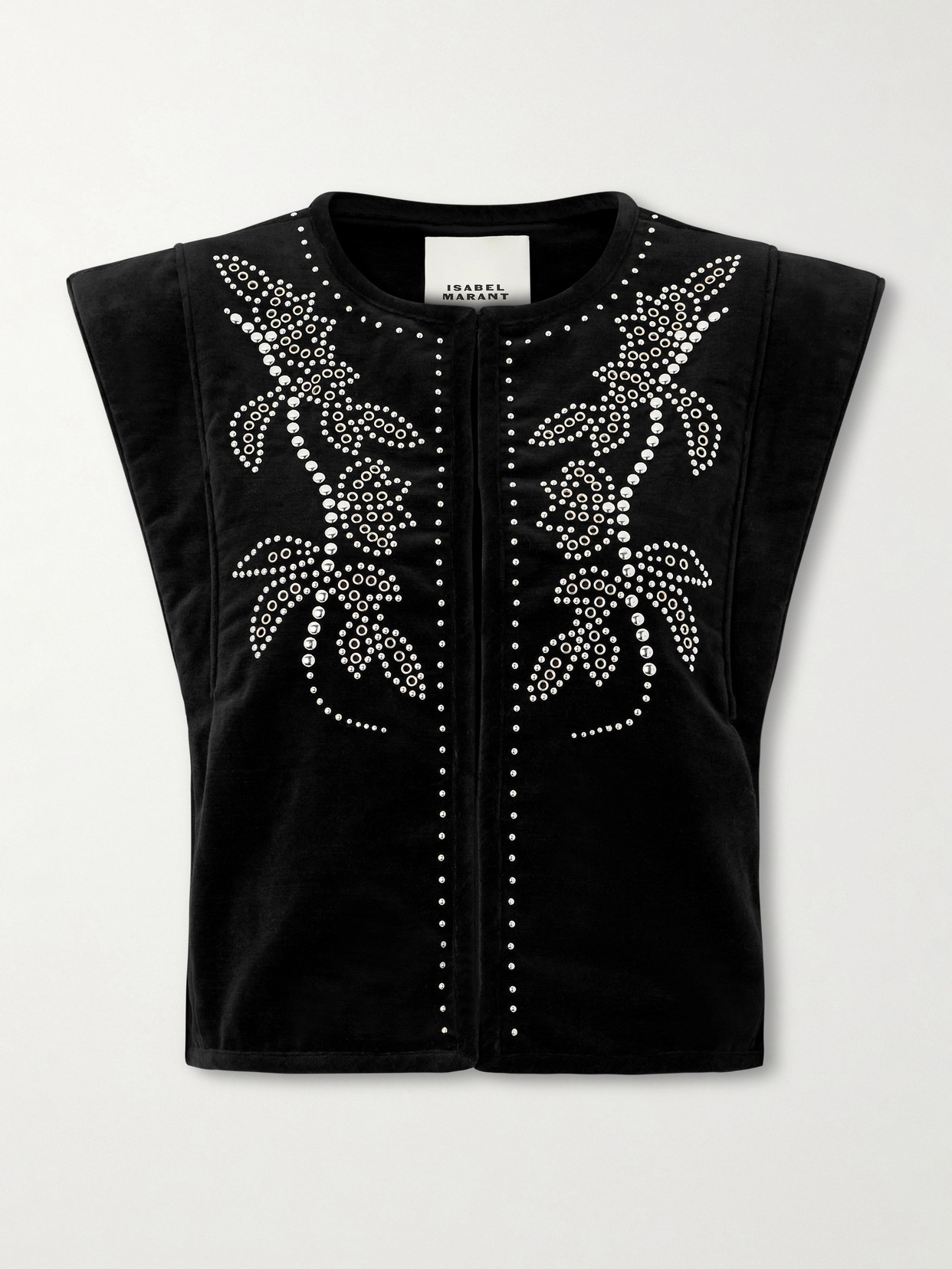 Isabel Marant Poppy Studded Cotton-velvet Vest In Black