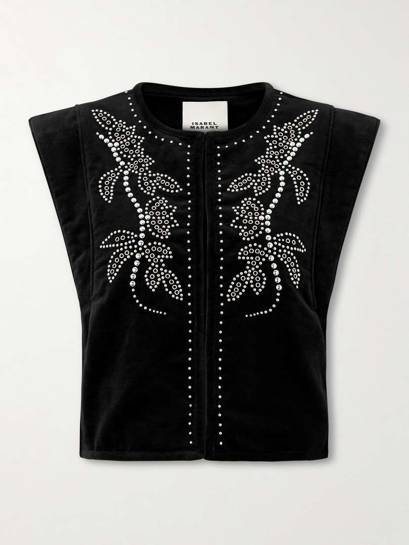 Isabel Marant Poppy Studded Cotton-velvet Vest
