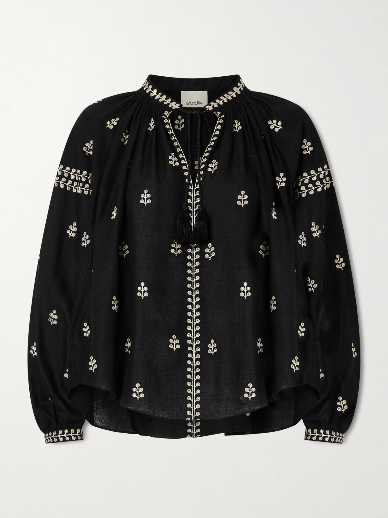 Isabel Marant - Embroidered Silk Blouse - Black
