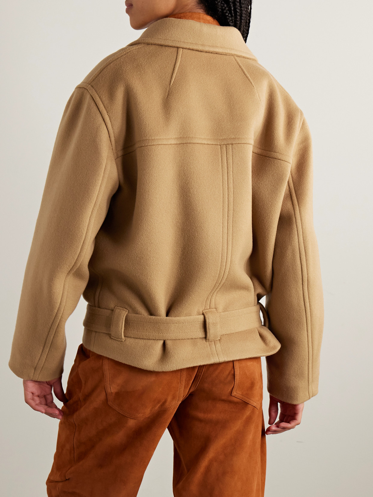 Warna Double-Breasted Belted Wool-Blend Felt Coat