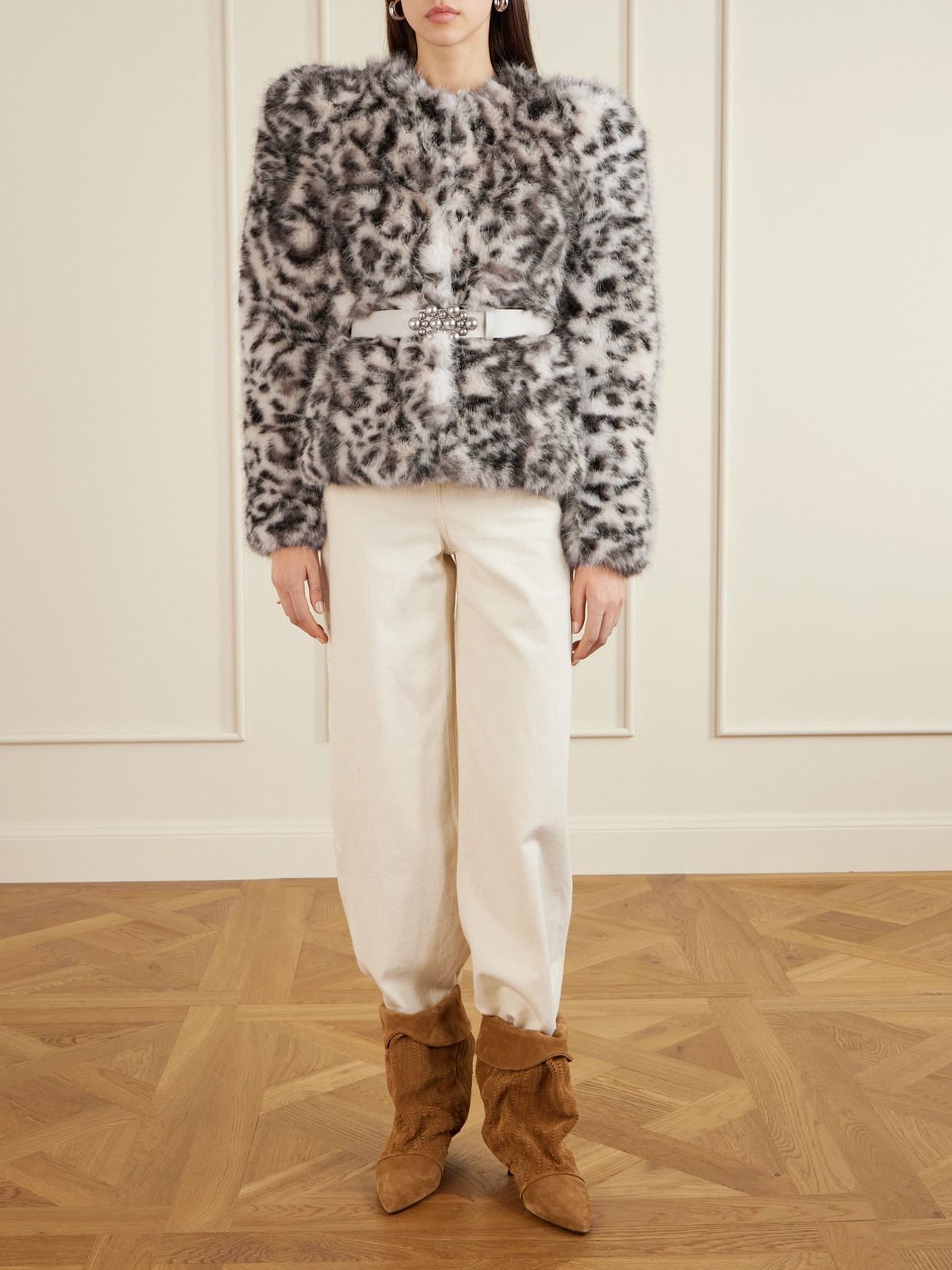 Isabel Marant Bahria Leopard-print Plush Jacket In Multi