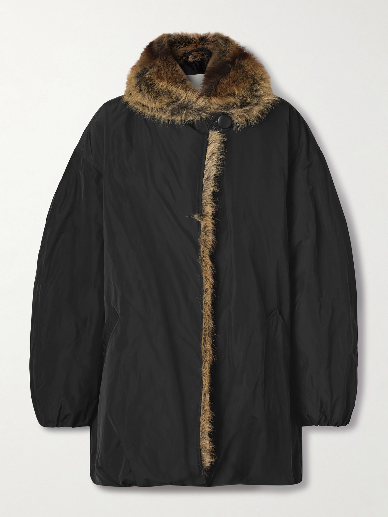 Isabel Marant Cardine Plush-trimmed Padded Shell Jacket In Black