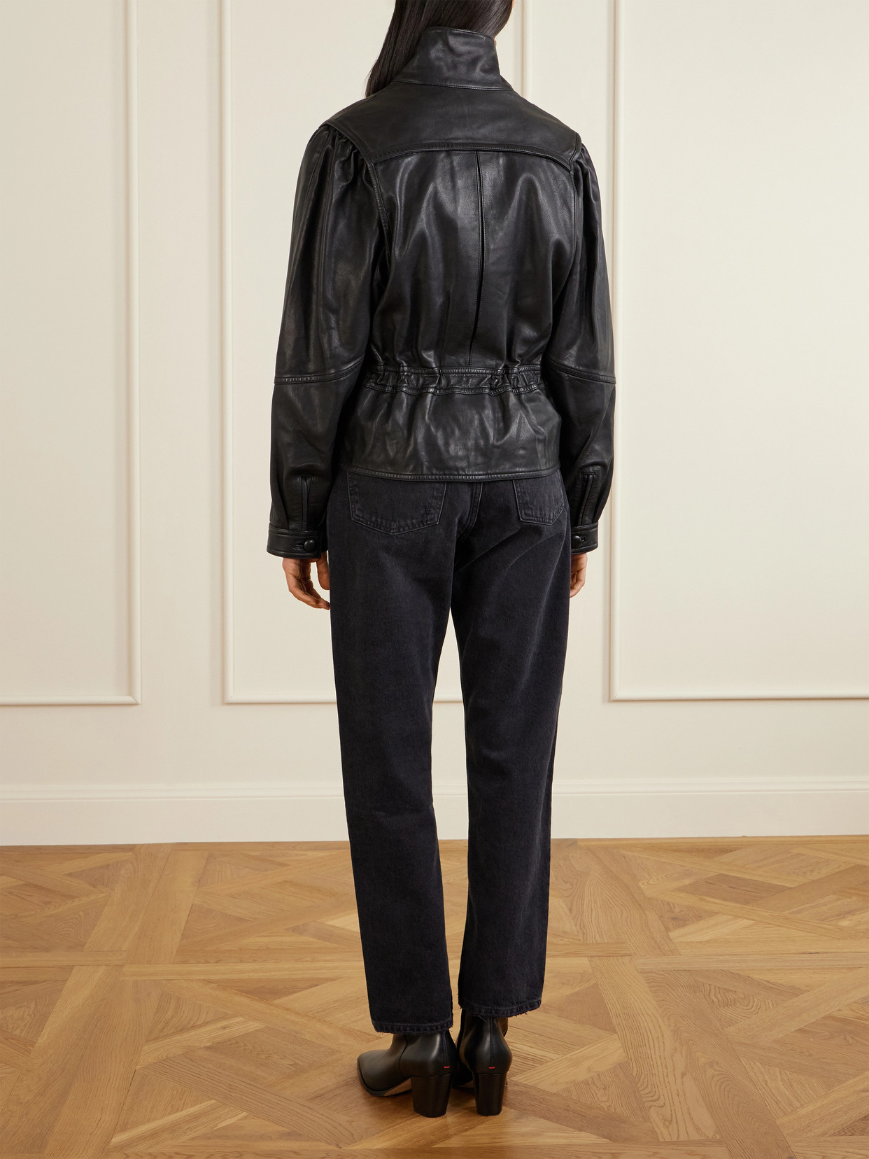 Isabel Marant Leather Biker Jacket In Animal Print