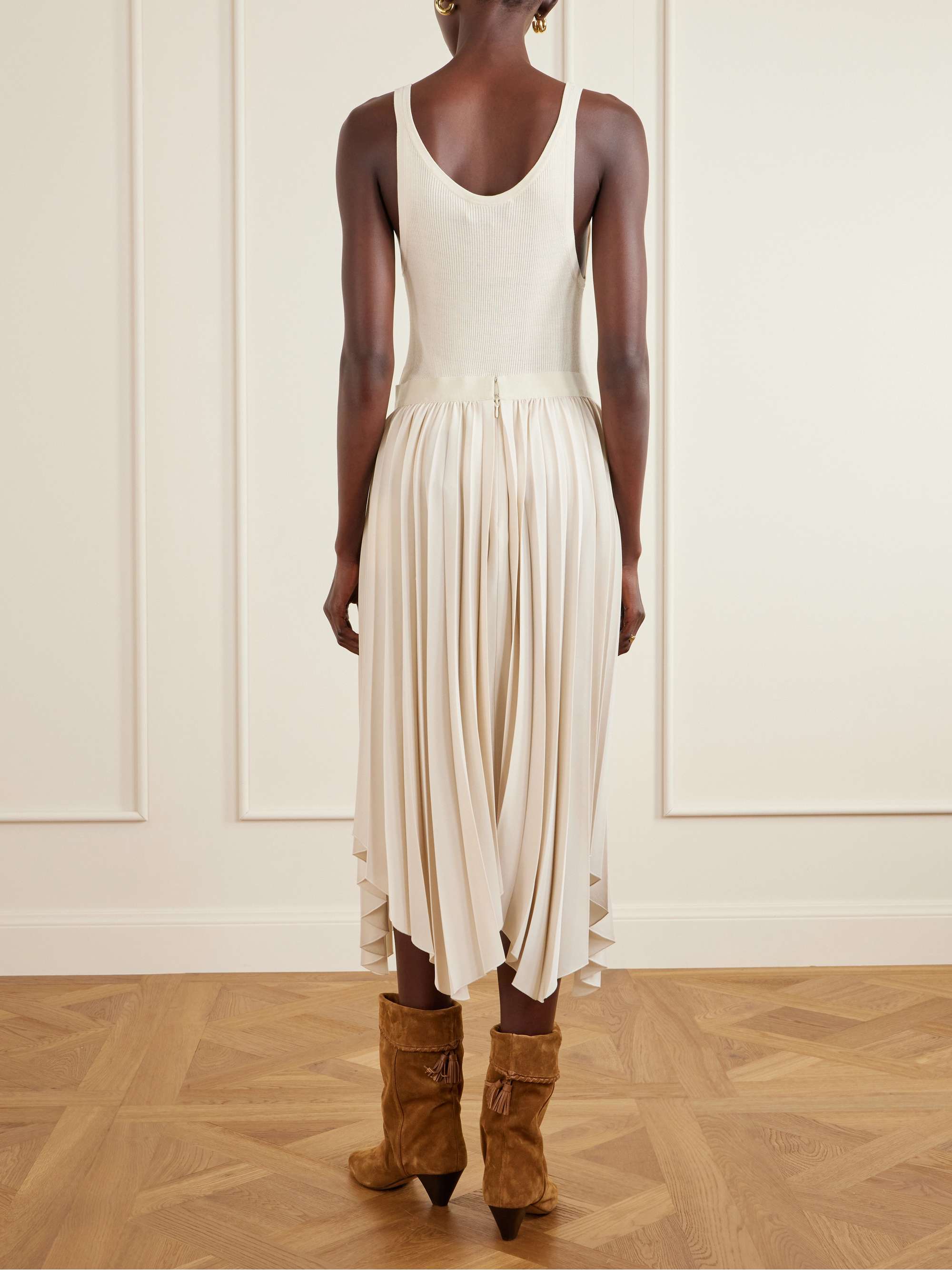 ISABEL MARANT Felixa asymmetric pleated satin-crepe midi skirt