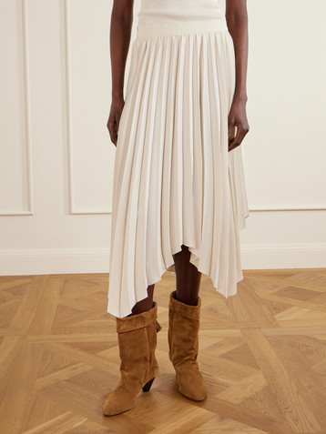 Isabel Marant Felixa asymmetric pleated satin-crepe midi skirt