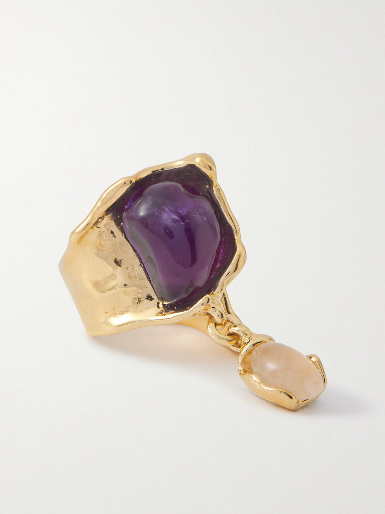 Chloé Flower Soul Gold-tone, Rose Quartz And Amethyst Ring
